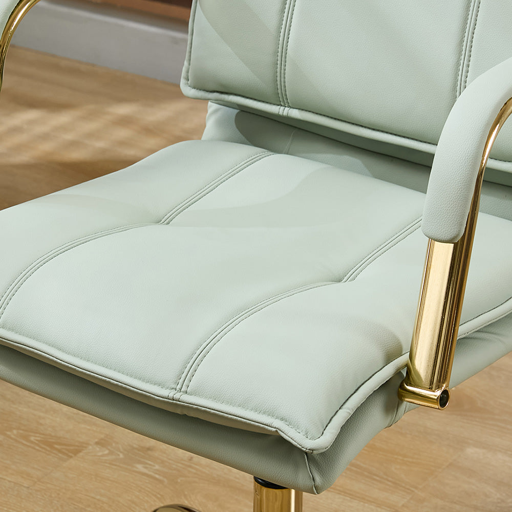 Modern Pu Leather Office Chair With Armrests, Gas Lift Height Adjustment | Light Green