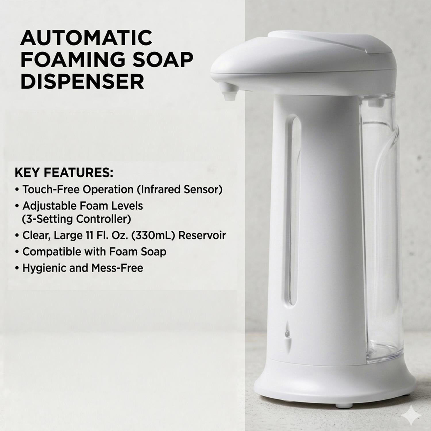 Automatic Foaming Soap Dispenser Freestanding, Motion Sensor, 330ml