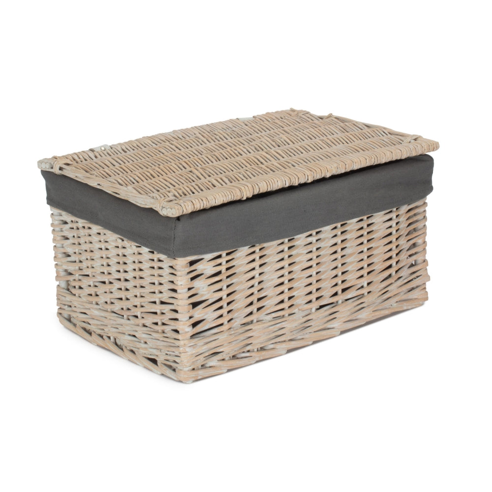 White Wash Steamed Cotton Lined Storage Basket | Medium