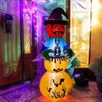6ft Halloween Inflatable Stacked Pumpkin Ghost Decorations With Build-in Led Lights