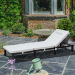 Rattan Reclining Sun Lounger With Cushion | Cream