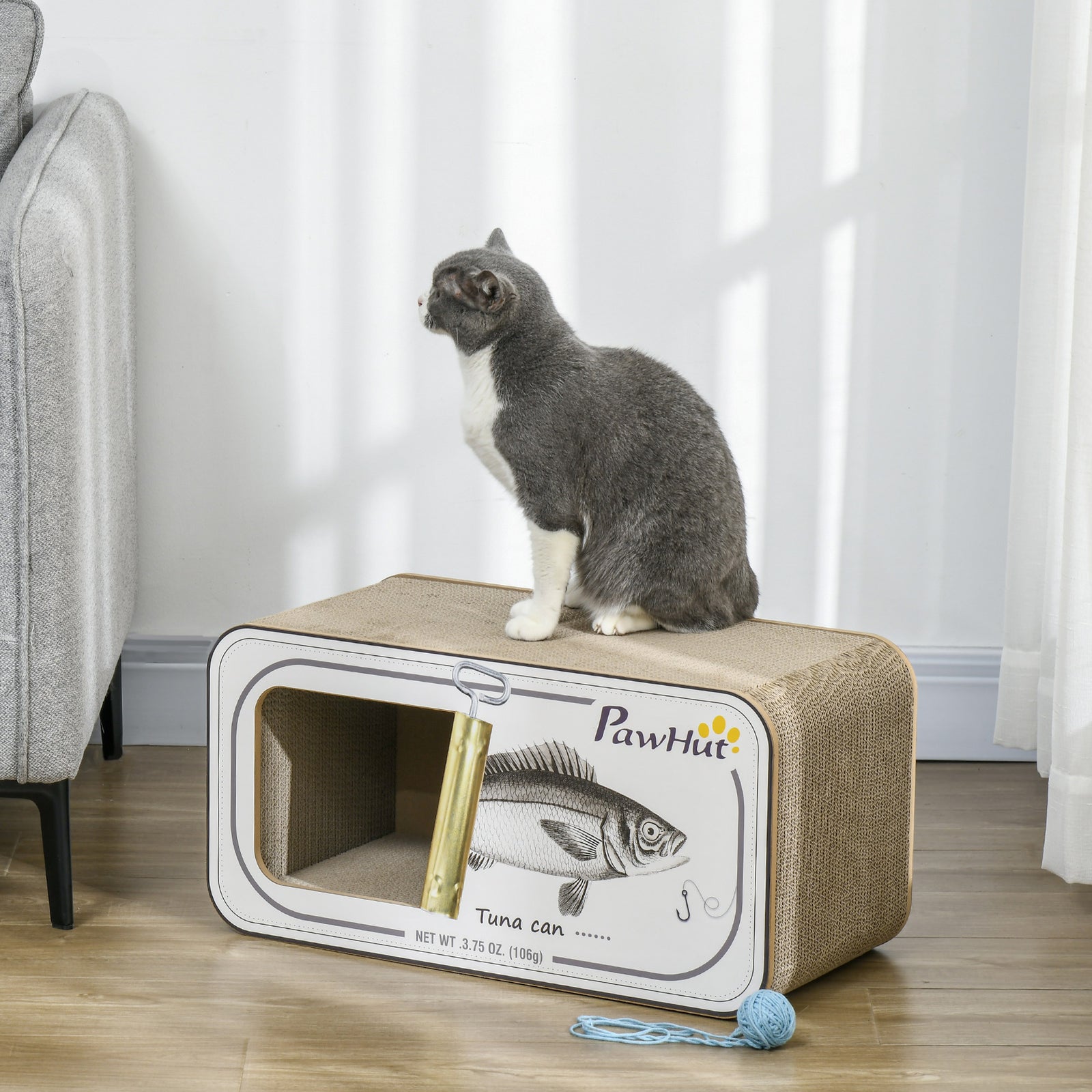 2 In 1 Cat Scratching Board, Cardboard Cat House With Catnip