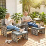 6 Piece Rattan Garden Furniture Set With Nesting Tables | Grey