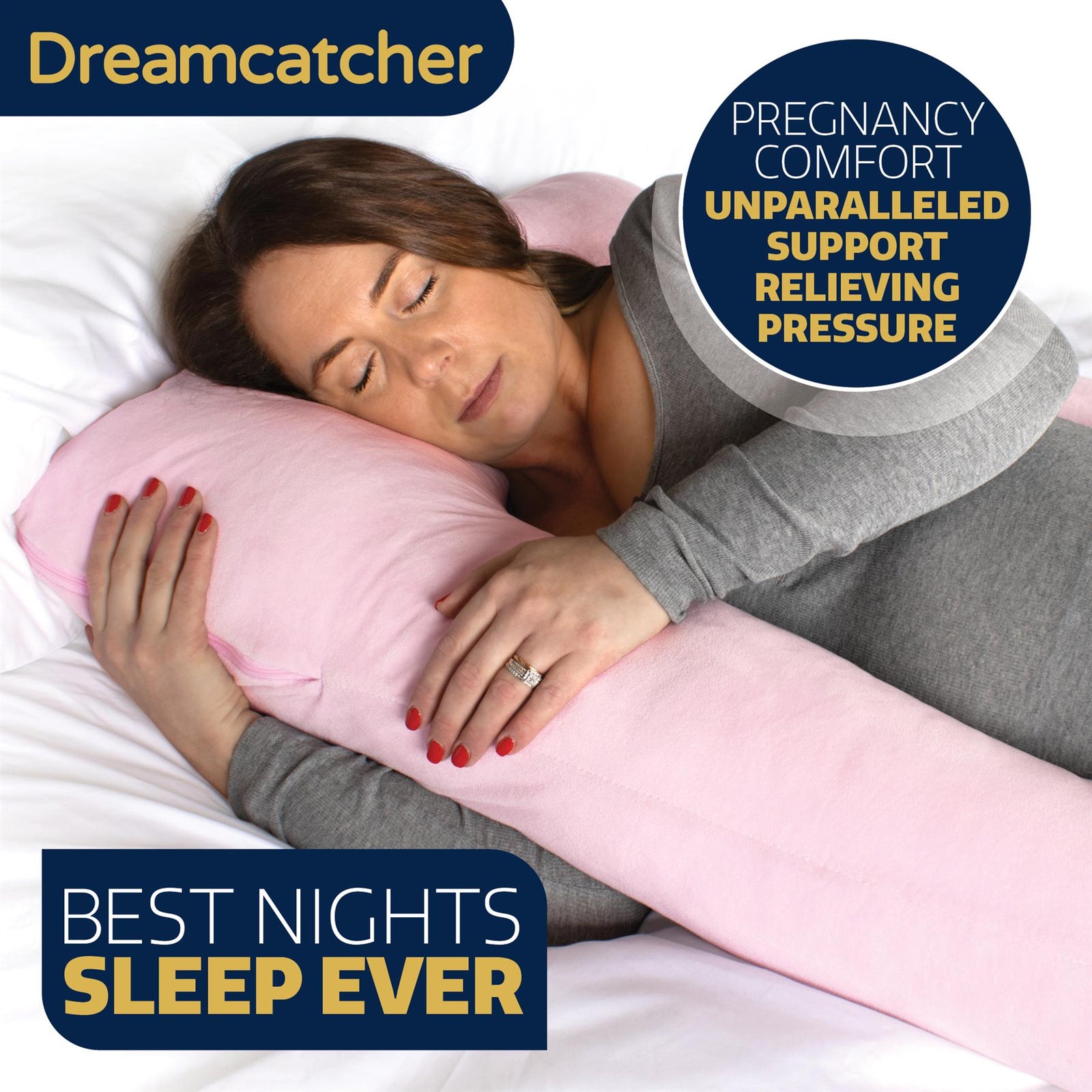 U Shaped Pregnancy Pillow, Maternity Cushion Machine Washable & Removable Velvet Cover | U Shape | Pink