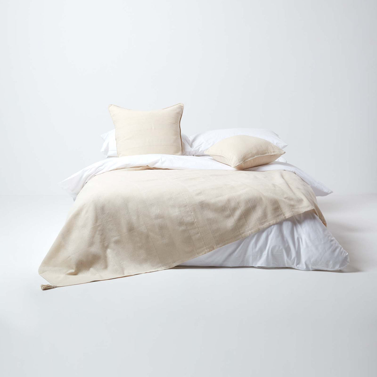 Cotton Rajput Ribbed Cushion Cover | 60cm x 60cm | Natural