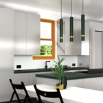Joker Contemporary Pendant Lamp 3xgu10 Hand Made Cylindrical Style Light | Green & Gold