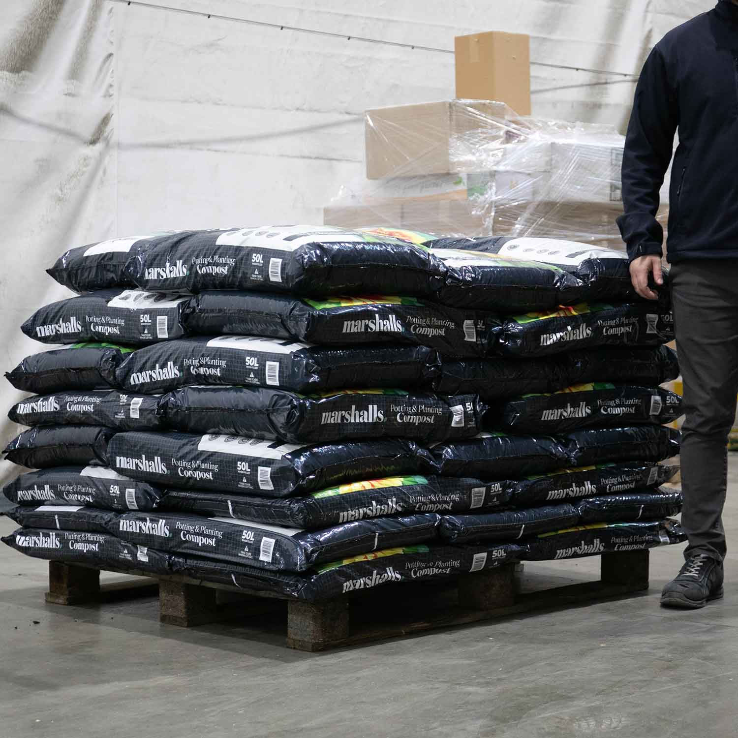 Marshalls Garden Potting & Planting Compost 50l — Peat-reduced (60%) With 6-month Feed - 2 x 50l