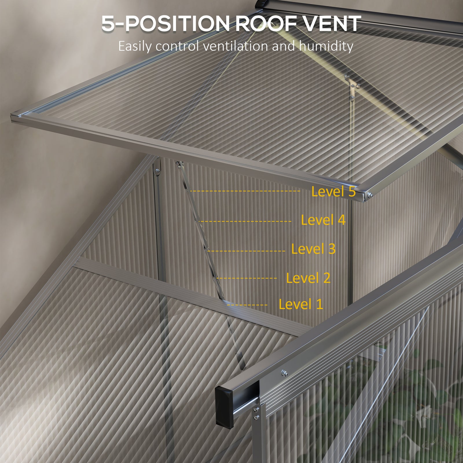 6x2.5ft Aluminium Polycarbonate Greenhouse | Silver