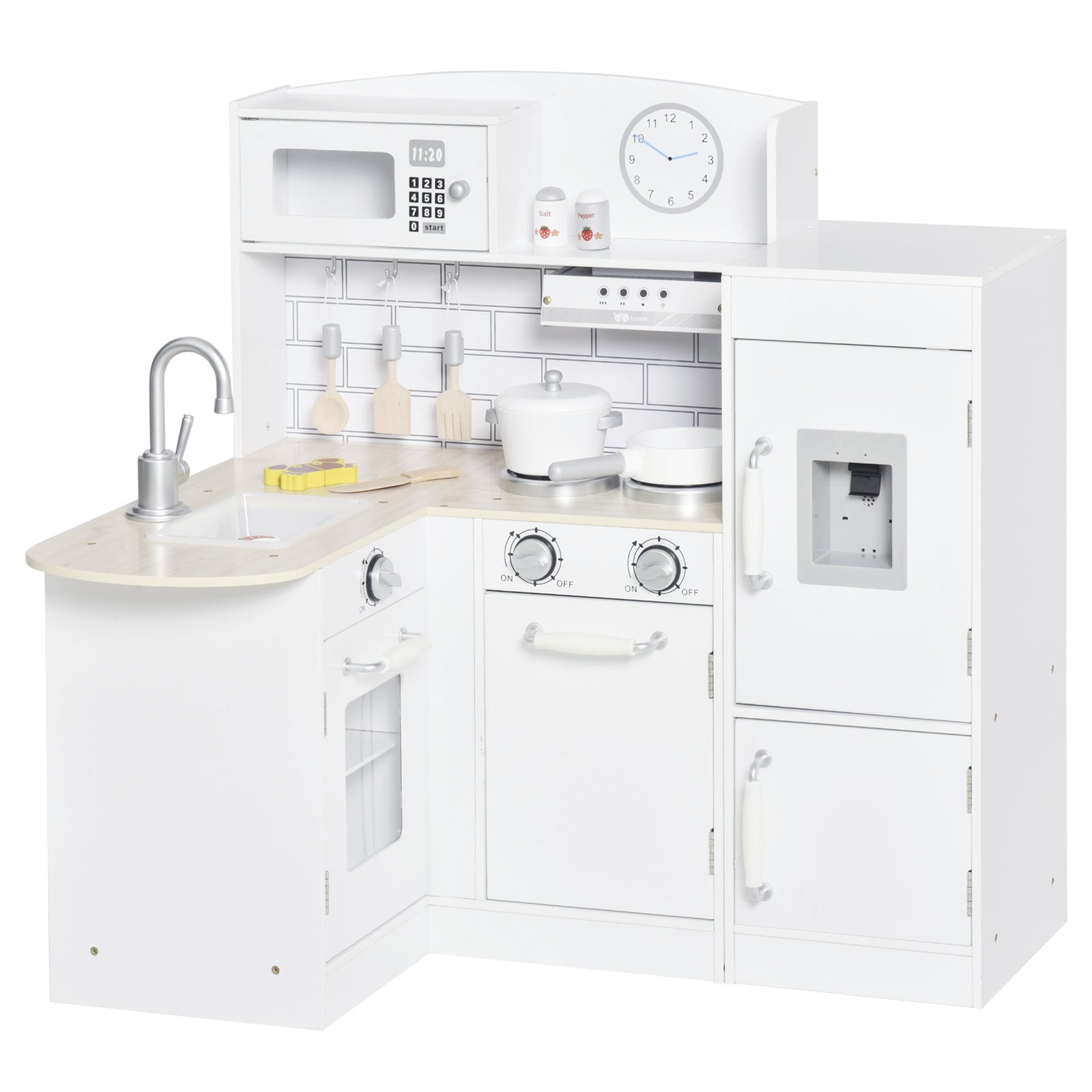 Kids Kitchen Play Toy W/ Drinking Fountain White