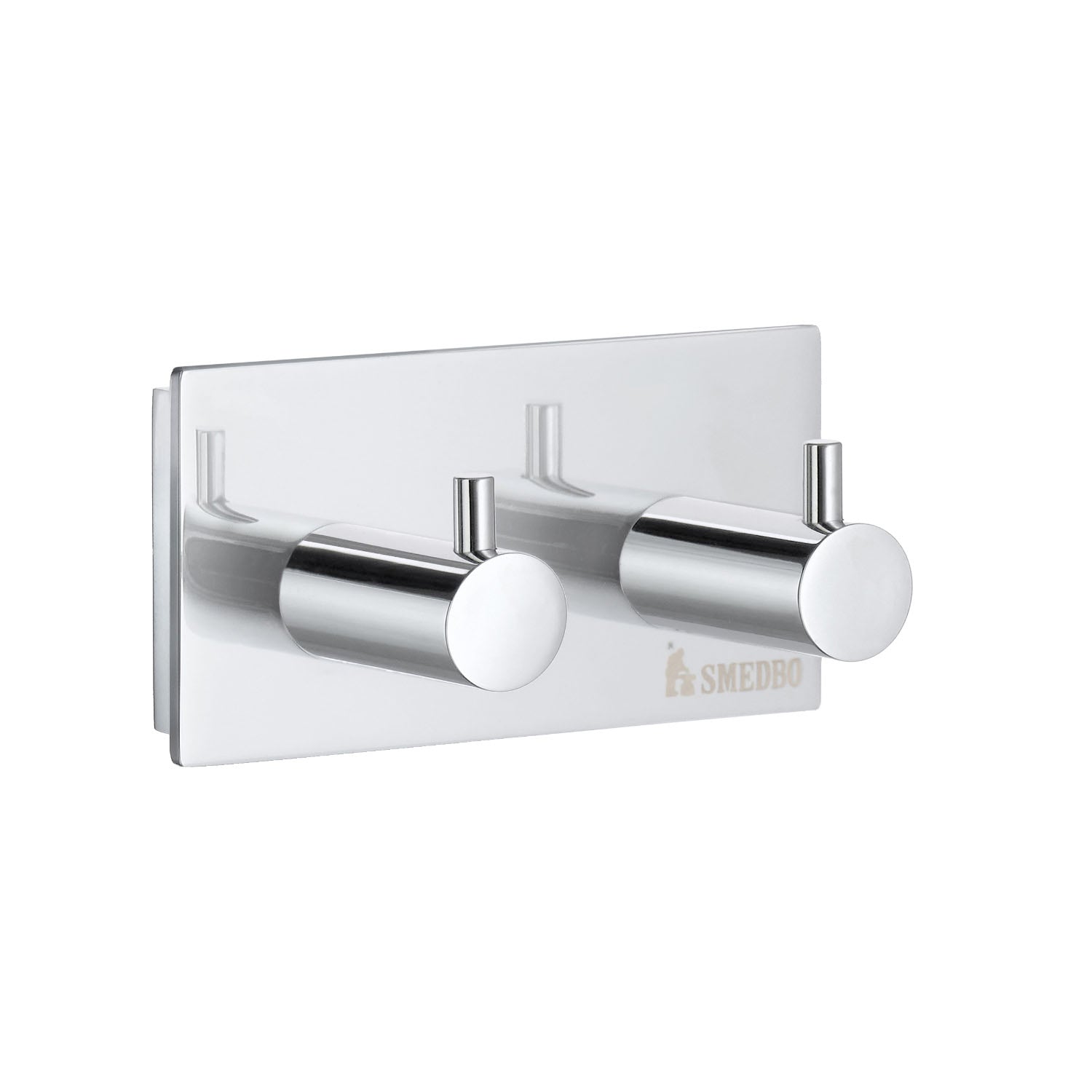 Polished Chrome Towel Hooks Wall Mounted Bathroom Storage | Double | Polished Chrome