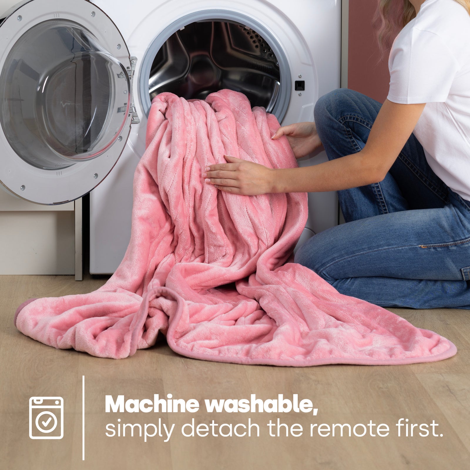 Electric Heated Throw Pink 160x120cm With Adjustable Heat Settings