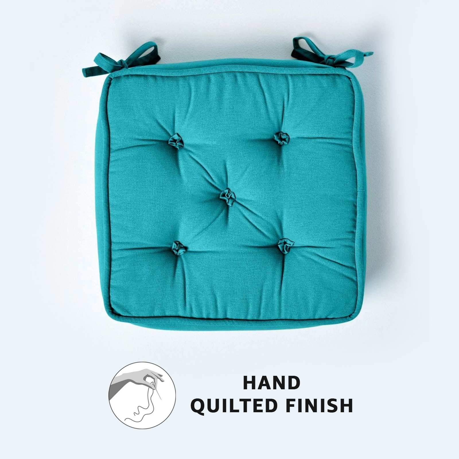 Cotton Dining Chair Booster Cushion | 40cm x 40cm | Teal