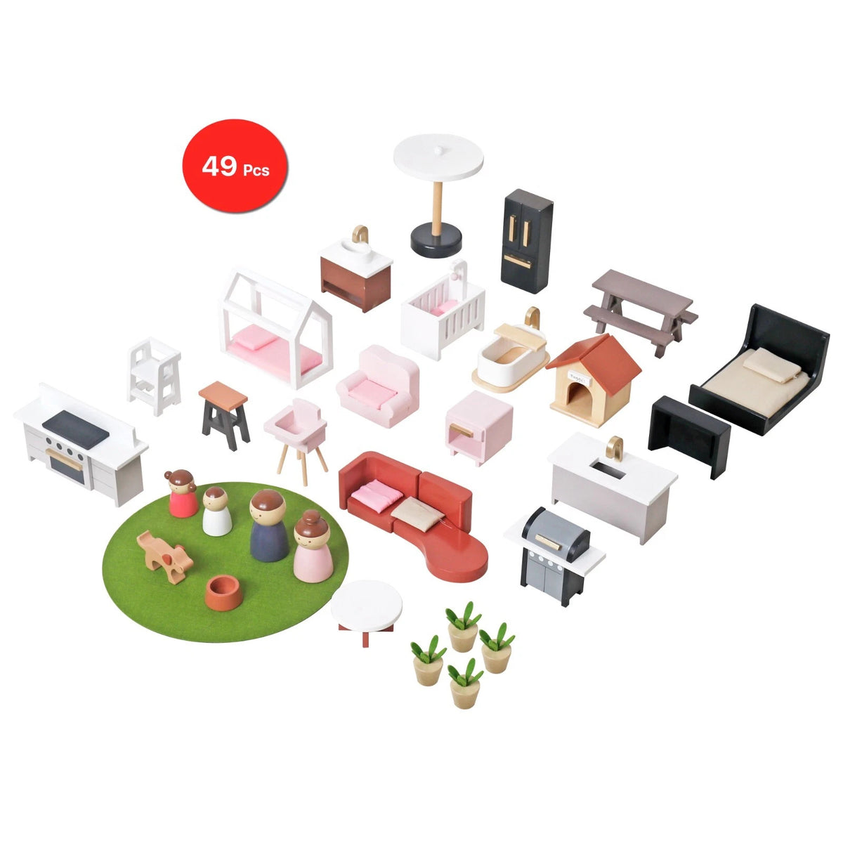 Modern Villa Kids 3 Storey Doll House With Furniture Accessories Mansion Playset
