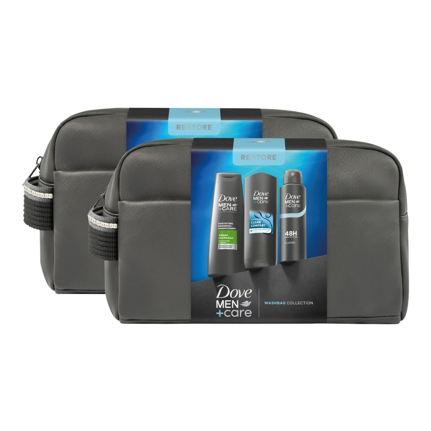 Men+care Restore Washbag Essentials Collection Set, 3 Piece | Set of 2