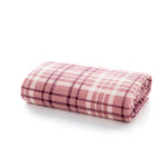 Snuggle Check Throw Blanket – 140x180cm – Super Soft Coral Fleece – Plaid Design | 140cm x 180cm | Pink