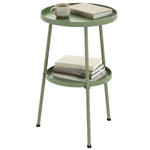 Patio Side Table, 2-tier Round Coffee End Table | Green