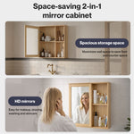 Bathroom Mirror Cabinet Wall Mounted Cupboard With Storage Shelf | Oak