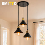Emitto Pendant Light 3 Lights Height Adjustable Vintage Ceiling Light Black