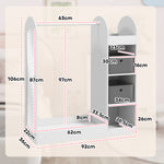 Kids Cloth Rail With Storage Shelf, Boxes, Mirror For Bedroom | White