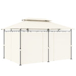 3x4m Garden Gazebo With Sides, Double Roof Metal Gazebo | Cream