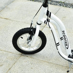 Dual Brakes Kick Scooter 12-inch Inflatable Wheel Ride On Toy For Age 5+ | White