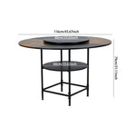 116cm Dia Retro Two-tone Dining Table With Lazy Susan And Storage Shelf
