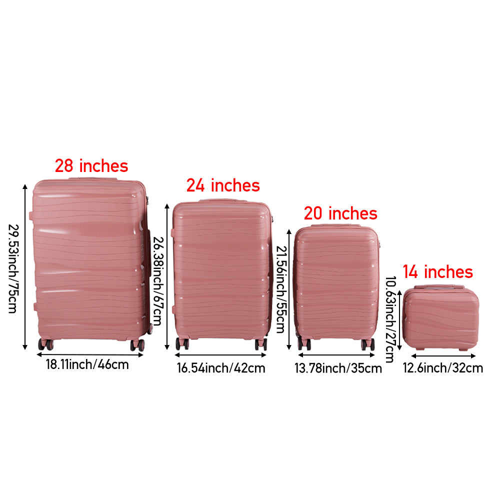 4pcs Lockable Travel Suitcase Set | Pink