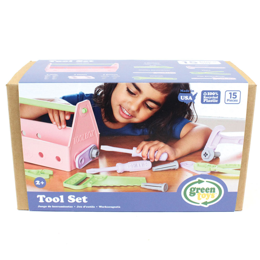 Pink 15 Piece Tool Set, Made From 100% Recycled Plastic
