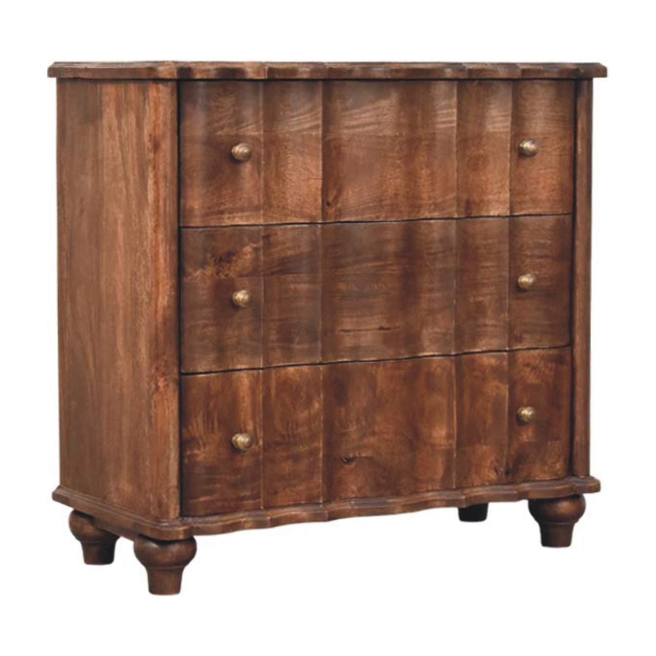Solid Wood Camille Chest, 3 Drawers, Dark Brown