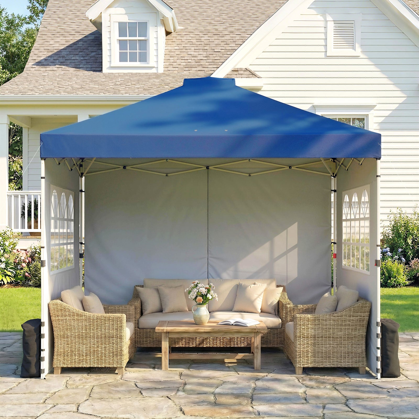 Pop Up Gazebo Waterproof Height Adjustable 3 X 3 (m) | Blue