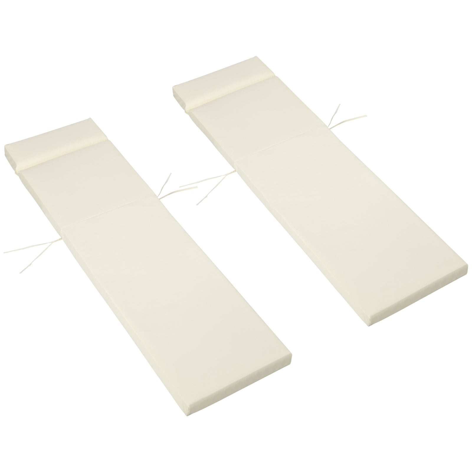 Set Of 2 Sun Lounger Cushions, Replacement Cushions | Cream