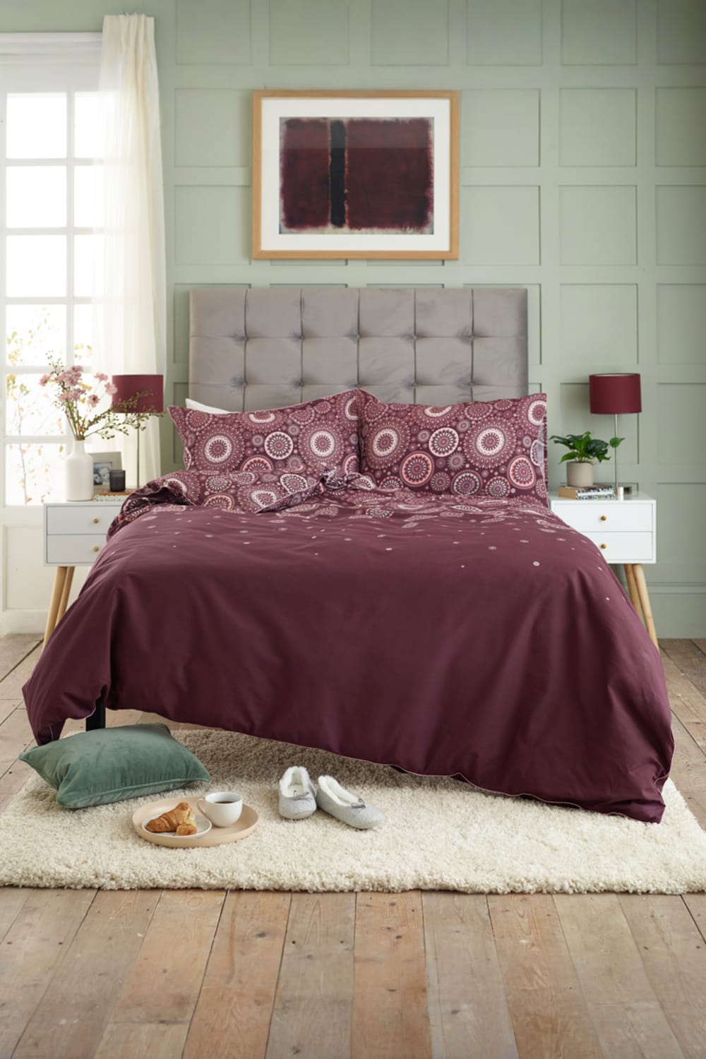 Mandala Fading Bedding Set –  100% Cotton, Soft & Breathable Print | King | Maroon