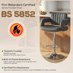 Bar Stools Adjustable Swivel With Armrest Set Of 2 | Grey