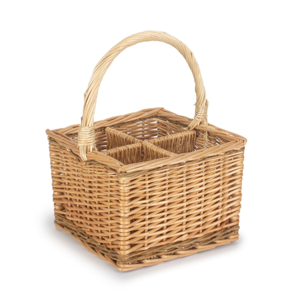Unpeeled Bottle Carrier Wicker Basket | 4 | Brown