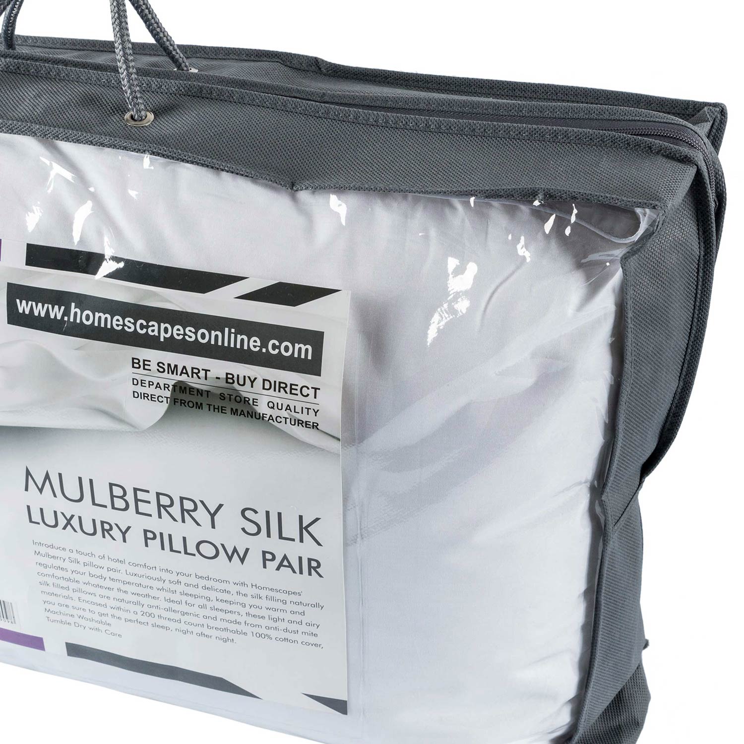 Pure Mulberry Silk Blend Pillow Pair With 100% Cotton Casing