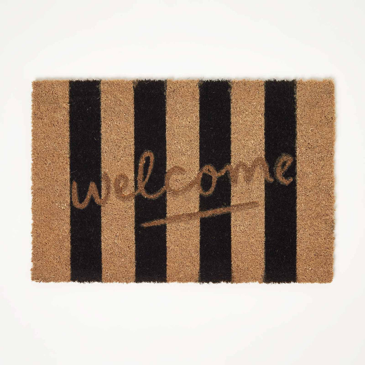 HOMESCAPES Stripe Welcome Coir Doormat, 40 X 60cm