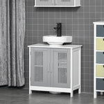 Bathroom Pedestal Under Sink Cabinet With Storage Shelf | One Size | Gray