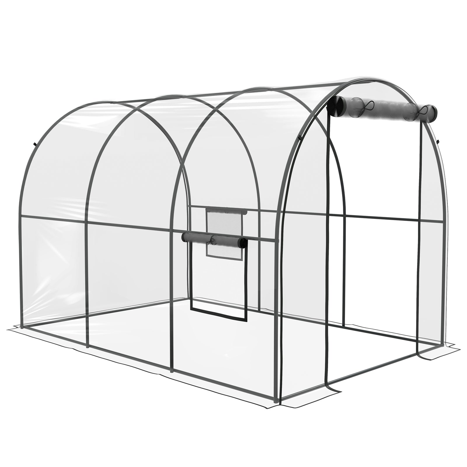 Polytunnel Greenhouse W/ Clear Cover 3x2x2m
