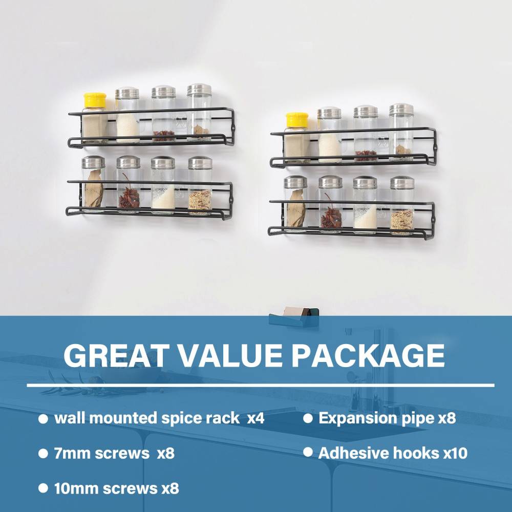 Set Of 4 Wall-mounted Spice Racks