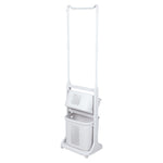 Living and Home 2-tier Plastic Rolling Laundry Baskets With Hanging Rack