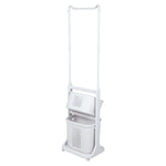 2-tier Plastic Rolling Laundry Baskets With Hanging Rack