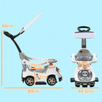 3 In 1 Ride On Push Car, Cartoon Robot Foot To Floor Slider | White