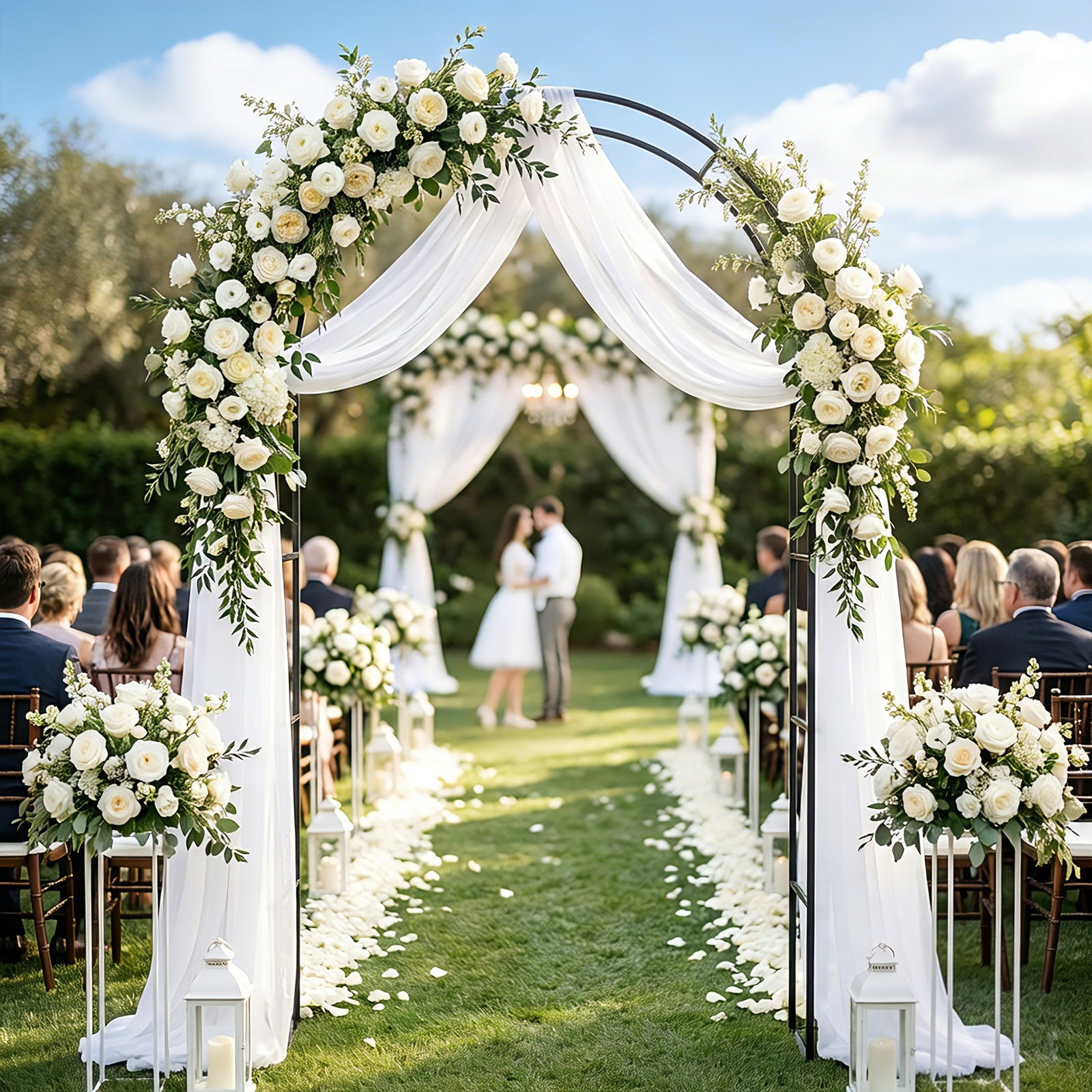 Outsunny Garden Arch, 2.4 M High X 1.5 M Wide Metal Outdoor Wedding Arch