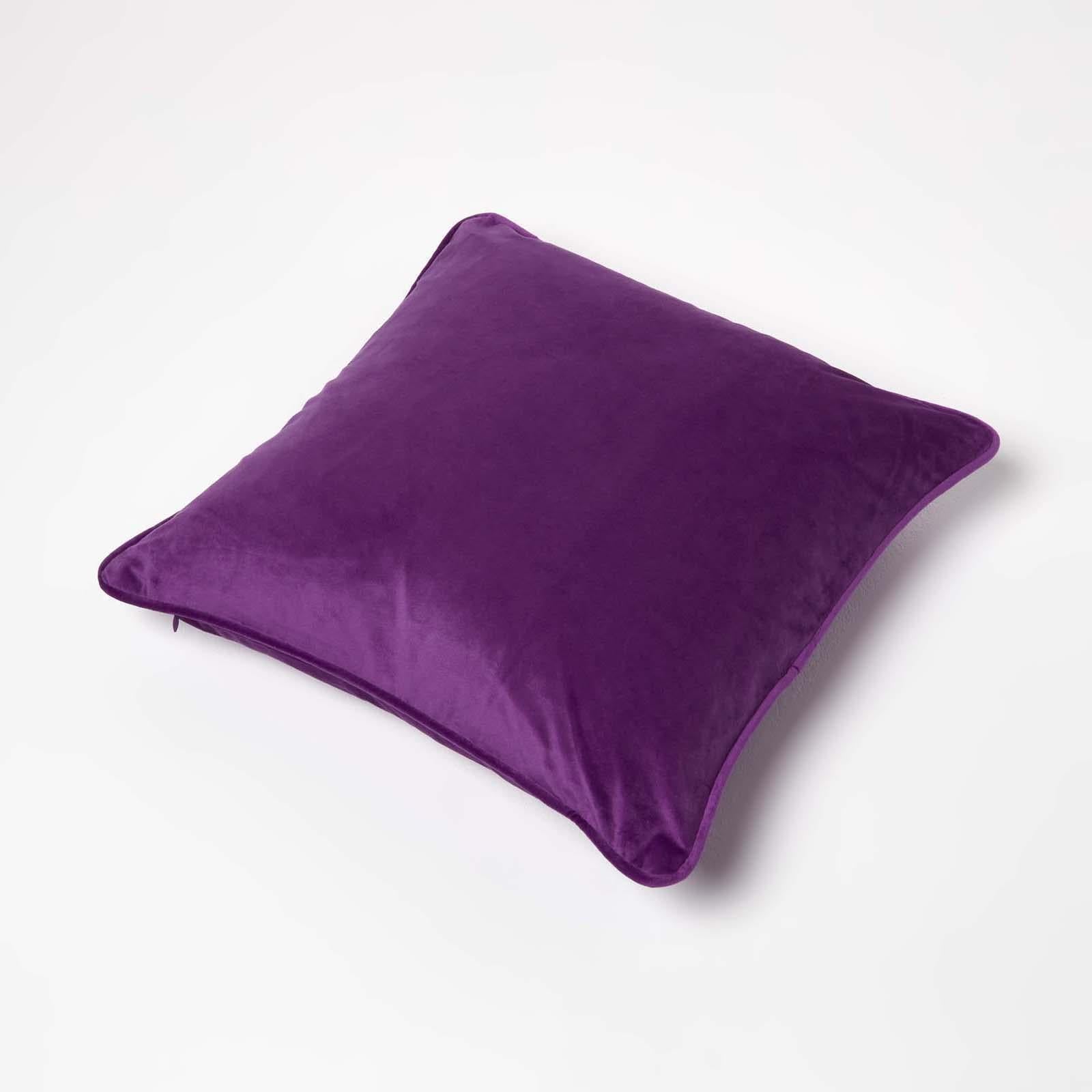 Filled Velvet Cushion With Piped Edge 46 X 46 Cm | 45cm x 45cm | Purple