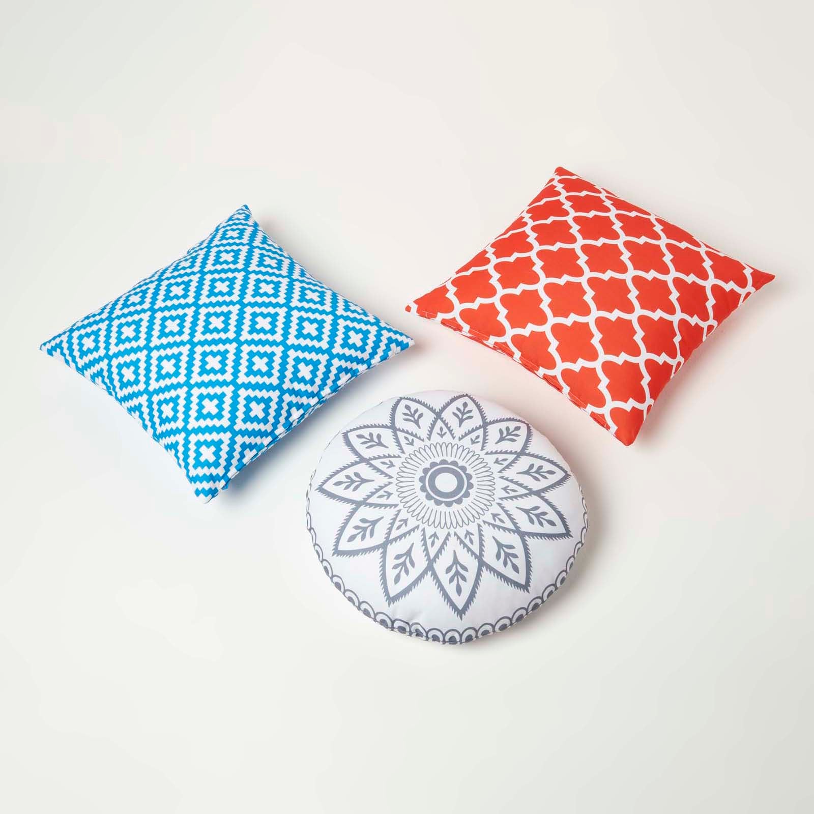 Henna Round Grey Outdoor Cushion 40 Cm, Set Of 2 | 40cm | Grey