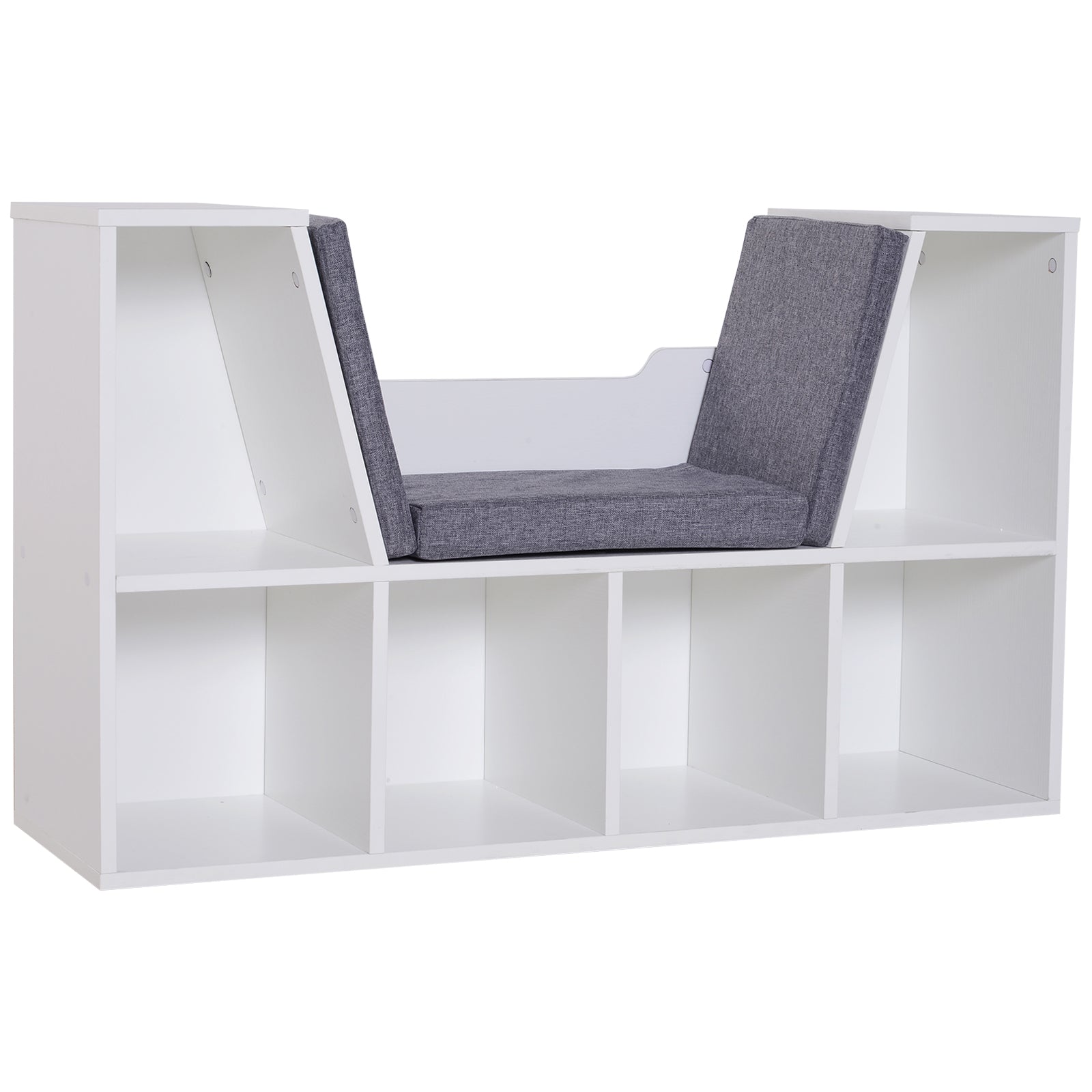 Bookcase Storage Reading Seat Unit Kids Adults Six Cubes | One Size | White
