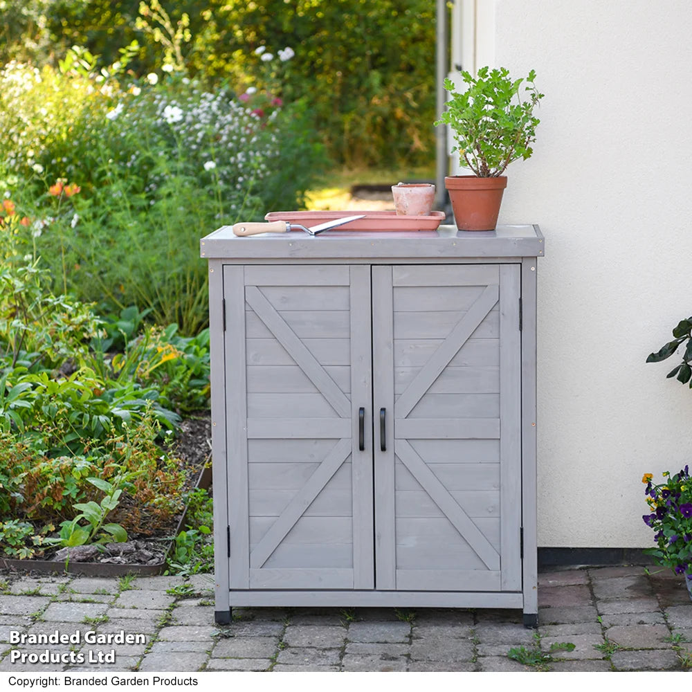 Wooden Garden Storage Cabinet (Grey)