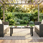 Garden Coffee Table Outdoor Side Table With Glass Top | Large | Black