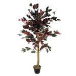 120cm Artificial Dark Red Green Ficus Plant Extra Large