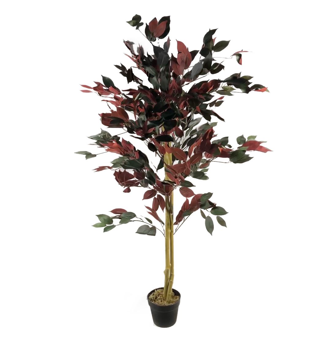 120cm Artificial Dark Red Green Ficus Plant Extra Large